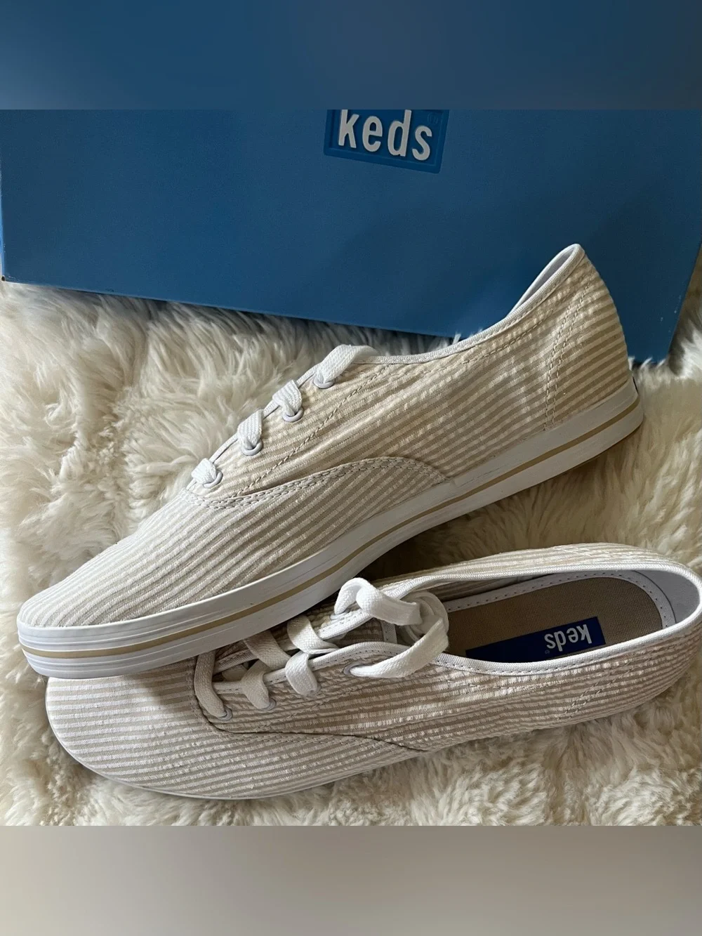 Vintage Keds Seersucker Sneakers NOS NIB Size 10M